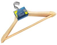 Cintre en bois avec barre, paquet de 5, nature