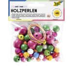 Perles en bois, rond, assorti en taillles et couleurs