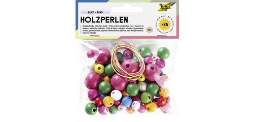 Perles en bois, rond, assorti en taillles et couleurs