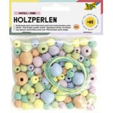 Perles en bois 'Pastel', rond, assorti en 4 taillles