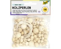 Perles en bois 'Nature', rond, assorti en 4 taillles