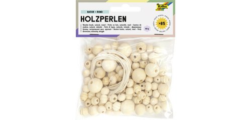 Perles en bois 'Nature', rond, assorti en 4 taillles