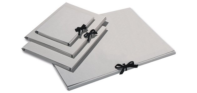 Carton à dessin, en carton gris, A3, avec un ruban