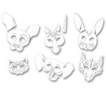Masques pour enfants, en carton, 6 motifs assortis