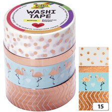 Rubans autocollants déco Washi-Tape HOTFOIL OR ROSE