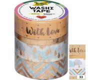 Ruban adhésif Washi Folia Hotfoil or 3x 15mmx5m 1x 10mmx5m 3 designs