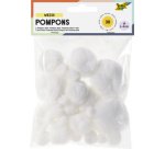 Pompons, 30 pièces,  tailles et couleurs