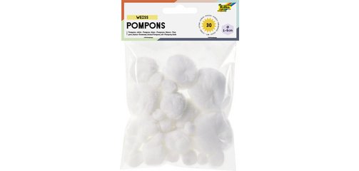 Pompons, 30 pièces,  tailles et couleurs