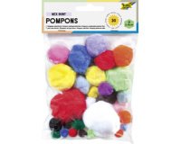 Pompons, 30 pièces,  tailles et couleurs