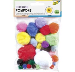 Pompons, 30 pièces,  tailles et couleurs