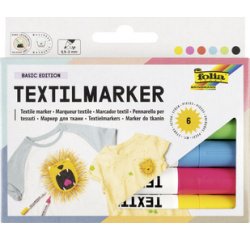 Marker voor textiel, set van 6, assorti