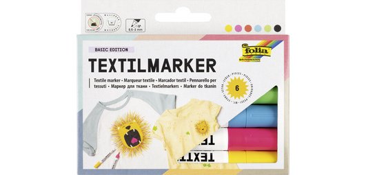 Textilmarker, Set mit 6, sortiert