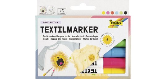 Marqueur pour textiles, set de 6, assorti