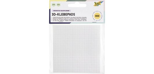 Carrés adhésifs 3D, 5 x 5 mm, blanc, assorti
