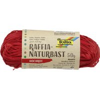 Raphia végétal brin 1m pelote 50g coloris rouge vif