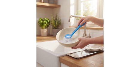 Brosse à vaisselle, plastique, rond, longueur: