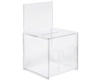 Urne voor acties, acryl, (L)210 x (B)210 x (H)360 mm