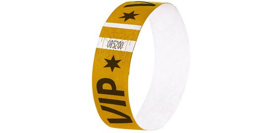 Bracelet d'identification Super Soft  VIP 25 x 255 mm or - Pochette de 120