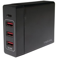 Boîtier de chargement USB, 4 ports, 65 watt, noir