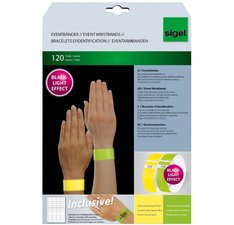 Armband Super Soft Event 255 x 25 mm mit leuchtenden Beschriftungsetiketten - Packung mit 120 Stück