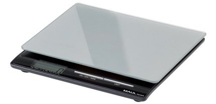 MAUL Battery-Powered Letter Scale Square, 5kg, 1g weight interval, battery included, silver
