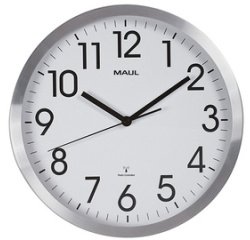 Horloge murale MAULmove RC Ø305x45mm aluminium/blanc avec pile