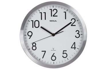 Horloge murale MAULmove RC Ø305x45mm aluminium/blanc avec pile