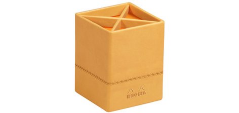 Stiftbecher aus Kunstleder - orange