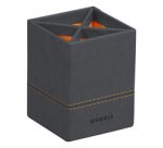 Pencil holder, in faux leather, titanium