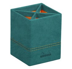 <p>Pencil holder, in faux leather, peacock</p>