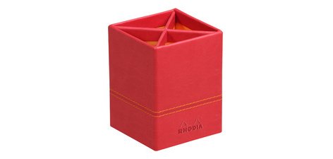 Pencil holder, in faux leather, poppy
