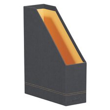 Rhodiarama porte-revues simili cuir italien 10x25x31 cm - Titane