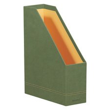 Rhodiarama porte-revues simili cuir italien 10x25x31 cm - Sauge
