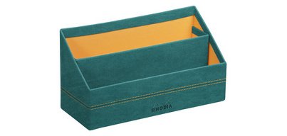 Rhodiarama Dokumentenhalter aus italienischem Kunstleder 25 x 10 x 14 cm - Salbei