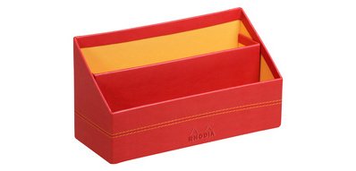 Rhodiarama brievenhouder in Italiaans kunstleer 25x10x14 cm - Klaproosrood
