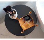 Rhodiarama vide-poche réversible simili cuir italien O&B réversible 12x12x4,5 cm - Orange