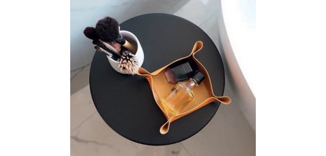 Reversible valet tray, in faux leather, orange