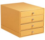 Rhodiarama trieur 4 tiroirs simili cuir italien 24,8x32,7x22,8 cm - Orange