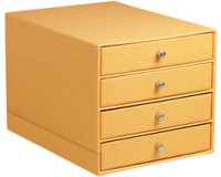 Rhodiarama trieur 4 tiroirs simili cuir italien 24,8x32,7x22,8 cm - Orange