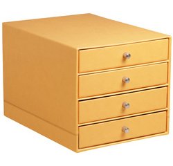 Rhodiarama trieur 4 tiroirs simili cuir italien 24,8x32,7x22,8 cm - Orange