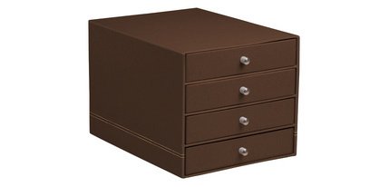 Filing module, faux leather, 4 drawers, black