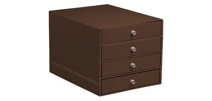 Filing module, faux leather, 4 drawers, black