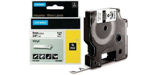 DYMO RHINO Etiquette en vinyle, 19 mm x 5,5 m, noir/jaune