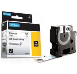 Ruban Dymo Rhino Industriel auto-laminé 24mmx5,5m noir sur blanc