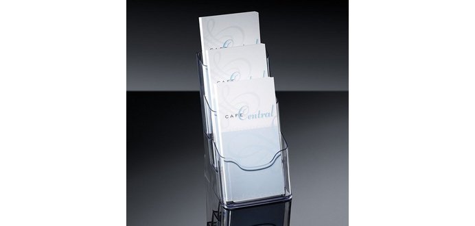 porte-brochures de table 'acrylic', DL,3 compartiments