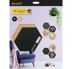 Securit Hexagon set van drie kurkborden, vier krijtborden en accessoires