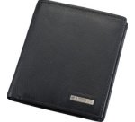 Mini portefeuille, cuir, format haut, noir