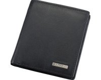 Mini portefeuille, cuir, format haut, noir