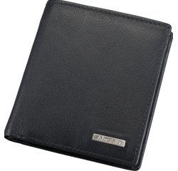 Mini portefeuille, cuir, format haut, noir