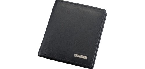 Mini wallet, leather, tall format, black